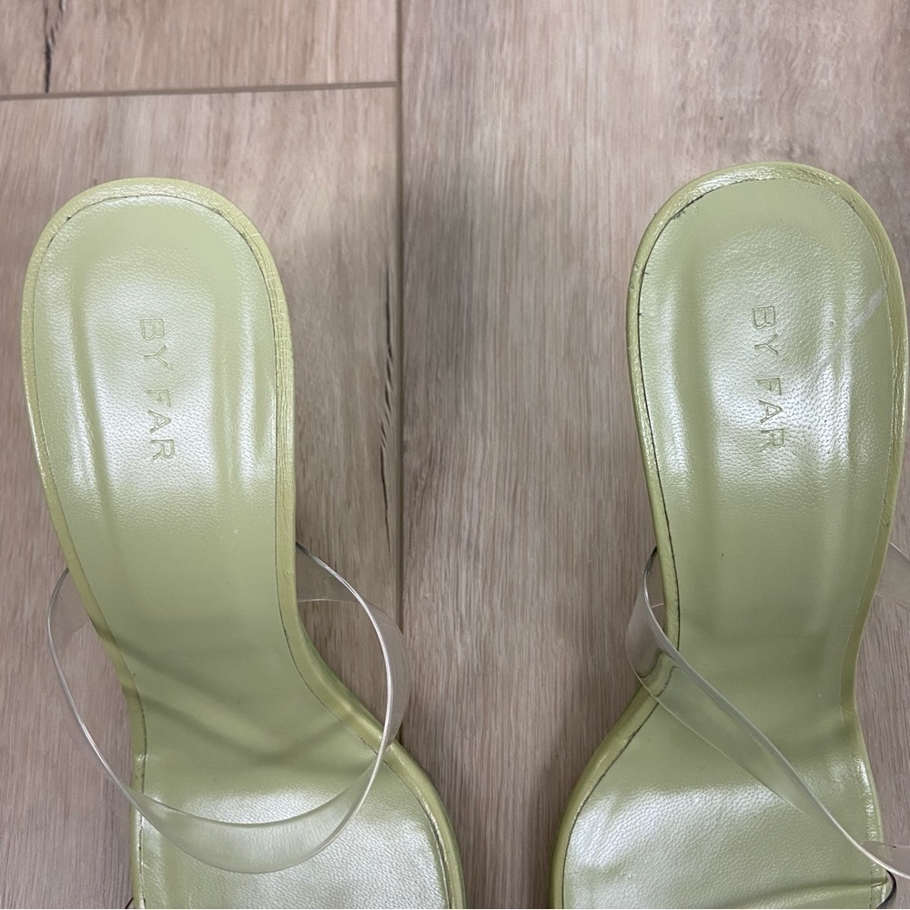 By Far Clara Olive Gloss Leather Mule Sandal - Picture 6 of 16